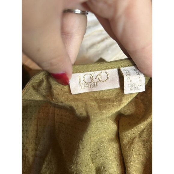 LOGO Lavish by Lori Goldstein Woven Cardigan with Embroidery NWOT Golden Sz M - Picture 9 of 11